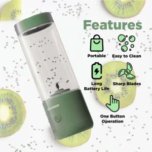 Hyundai Portable Fruit Blender Portable Extractor Blender Usb Rechargeable 4 Blades 400ml